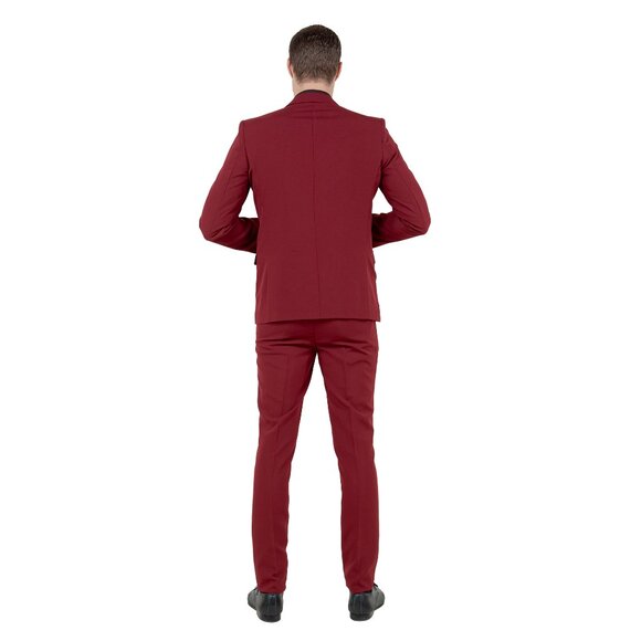 Vitto's Premium Polyester 2pc Mens Suit,  Burgundy - Picture 3 of 6